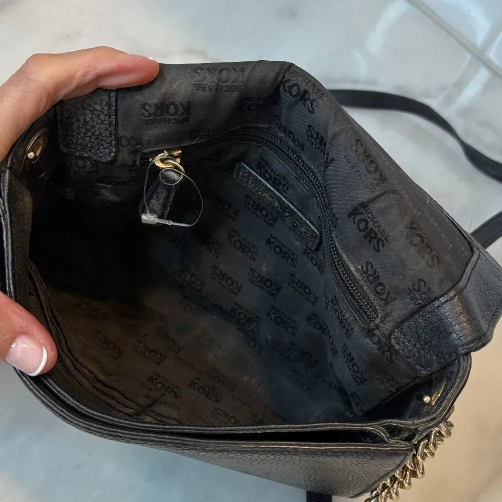 Michael Kors Bag Crossbody Purse Handbag Vanna Medium Pebbled Leather Chain Bag